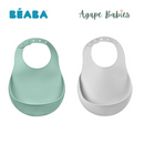 Beaba Set of 2 Silicone Bib - Sage Green/Light Grey