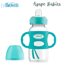 Dr Brown's 9 oz/270 ml PP WW "Options Compatible+" Sippy Spout Bottle W/ Silicon Handles, Turquoise