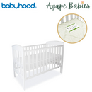 (1 yr warranty) Babyhood Classic Curve Cot 4 In 1 White + Bamboo Innerspring - (Bundle Pack)