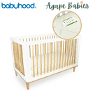 (1 Yr Warranty) Babyhood Riya Cot 5-in-1 White/Beech +Bamboo Innerspring - (Bundle Pack)
