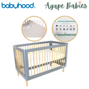 (1 yr warranty) Babyhood Riya Cot 5-in-1 Beech/Grey + My First Innerspring - (Bundle Pack)