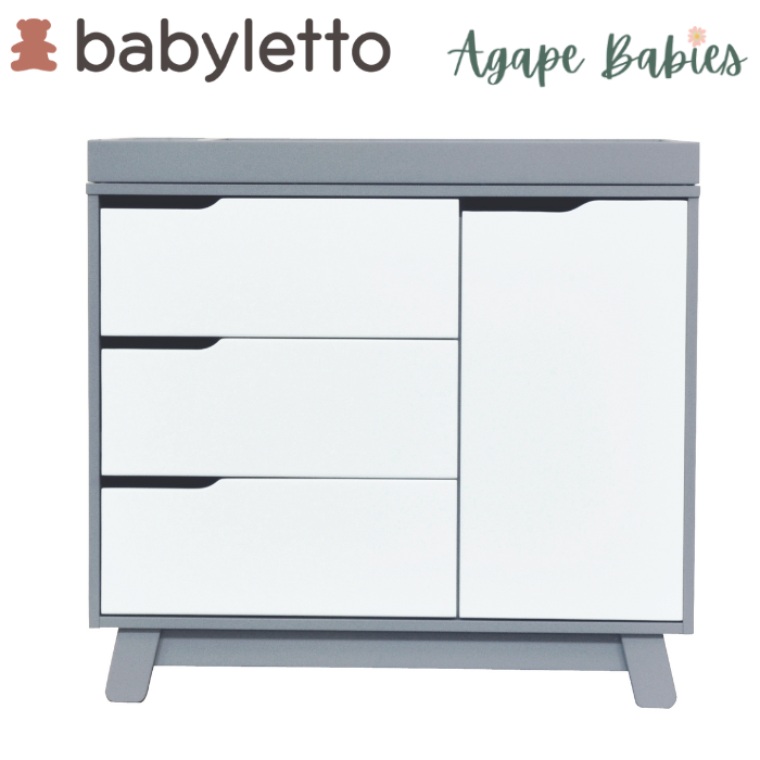 [1 Yr Local Warranty - Assembly Included] Babyletto Hudson 3 - Drawer Changer Dresser with Removable Changing Tray - Grey / White
