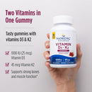 Nordic Naturals Vitamin D3 + K2 Gummies-Pomegranate, 60 gums. Exp : 01/27