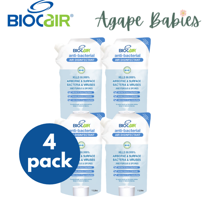 [4 Pack] BioCair Anti-Bacterial Disinfectant Air Purifying Solution 1 Litre Exp: 05/25