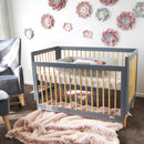 (1 yr warranty) Babyhood Riya Cot 5-in-1 Beech/Grey + My First Innerspring - (Bundle Pack)