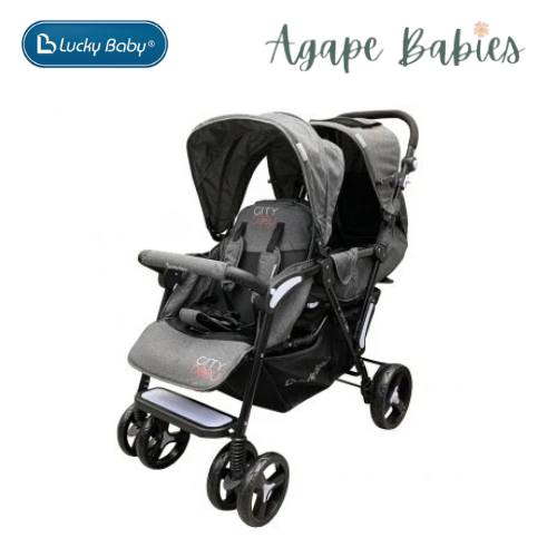 safeplus double stroller Lucky Baby City Dou™ Plus Twin Stroller - Dark Gray