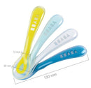 Beaba Set of 4 2nd age soft silicone spoons (assorted colors BLUE/WHITE/LAGOON/NEON)