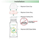 Maymom Wide Mouth Glass Bottles with Screw Ring, Sealing Disc, Dome Cap; No Nipple Included; Can use Avent Natural Nipple; Fits Avent Bottles 240mL 2pc/pk