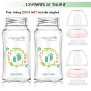 Maymom Wide Mouth Glass Bottles with Screw Ring, Sealing Disc, Dome Cap; No Nipple Included; Can use Avent Natural Nipple; Fits Avent Bottles 240mL 2pc/pk