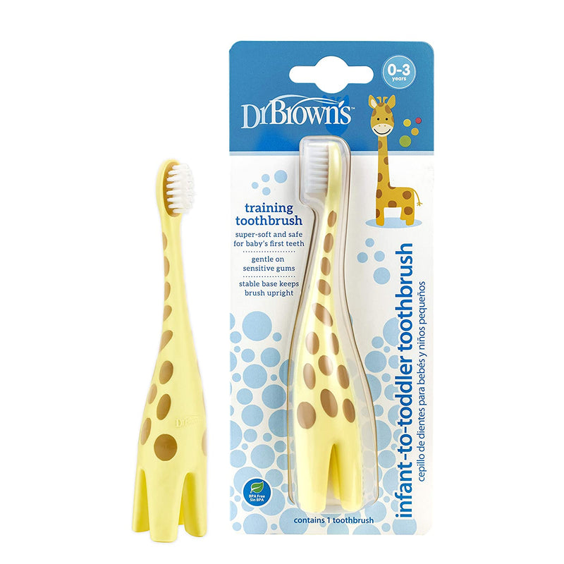 [2-Pack] Dr Brown's Infant-to-Toddler Toothbrush - Giraffe