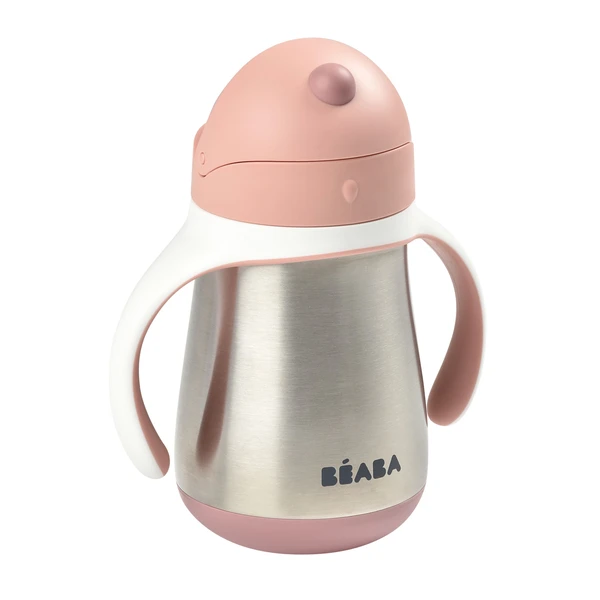 Beaba Stainless Steel Straw Cup 250ml - Vintage Pink