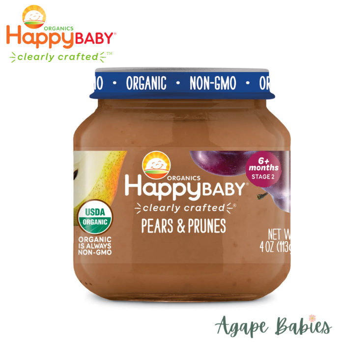 Happy Baby Happy Family Stage 2 Clearly Crafted Jars - Pears & Prunes, 113 g Exp: 12/24