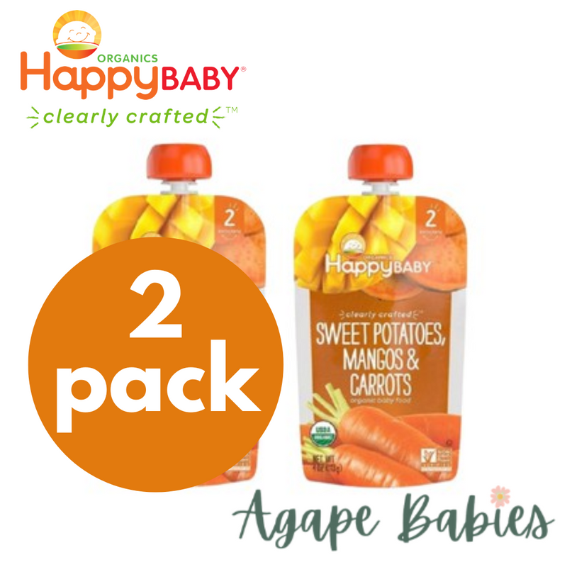 Happy Family Happy Baby Stage 2 (6+ months) Clearly Crafted Meals - Sweet Potatoes Mangos & Carrots, 113g.(2-PACK BUNDLE) Exp: 03/24