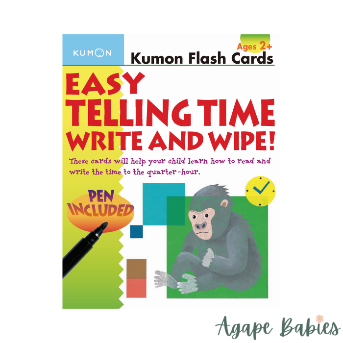 Kumon Flash Cards Easy Telling Time Write & Wipe