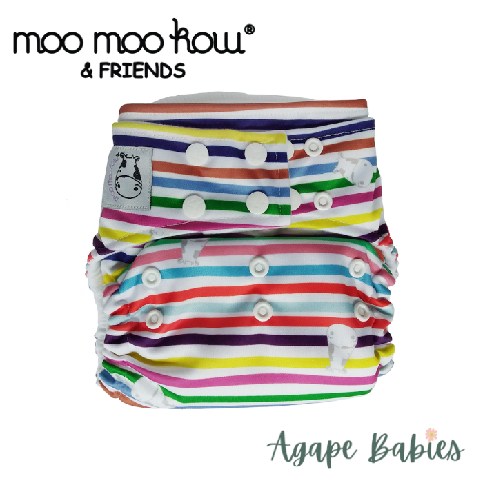 Moo Moo Kow One Size Pocket Diapers Snap - Rainbow