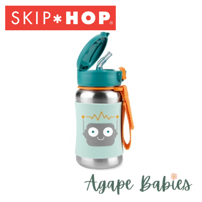 SKIP*HOP - Spark Style Stainless Steel Straw Bottle - Robot