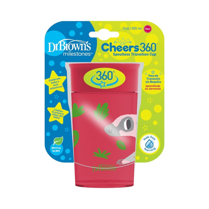 [2-Pack] Dr. Brown's 10OZ/300ML Smooth Wall Cheers 360 Cup (9M+) - Red