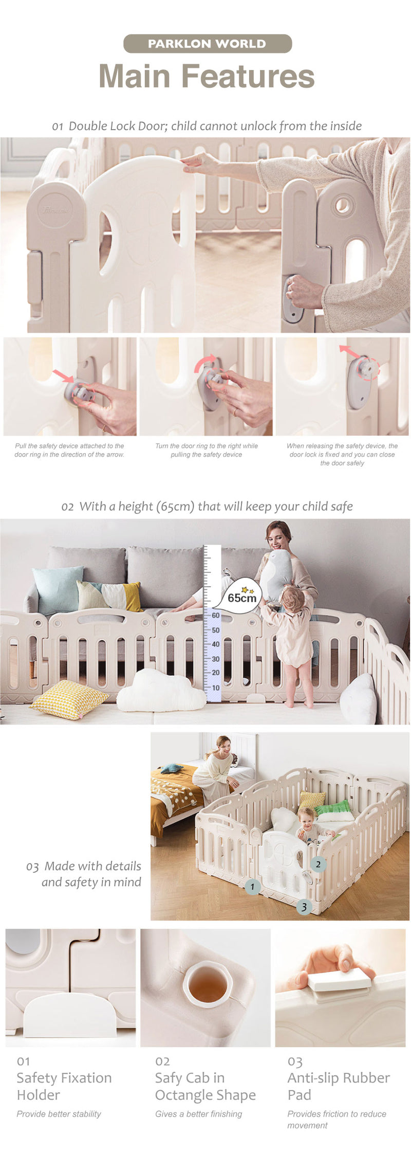[1 Yr Local Warranty] Parklon World Baby Room (M) Size: 1900 x 1300mm