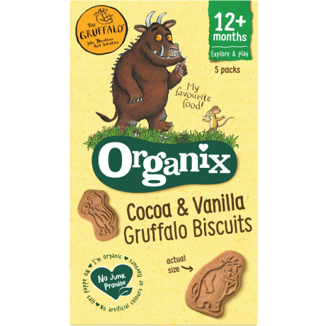 Organix Gruffalo Cocoa & Vanilla Biscuits, 5 x 20 g Exp-02/24