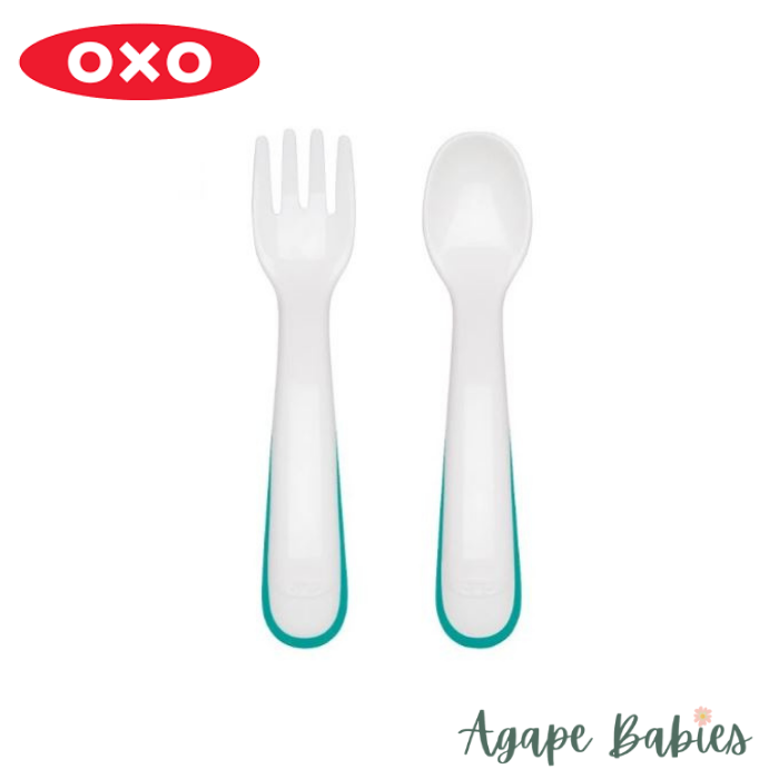 OXO Tot On the Go Fork and Spoon Set with Travel Case in Teal