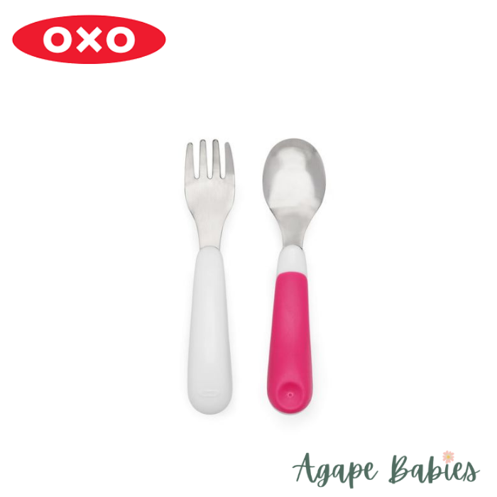  OXO Tot Fork & Spoon Set- Pink : Baby