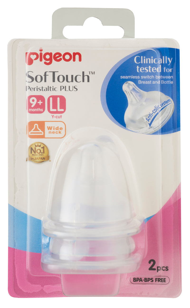 Pigeon SofTouch Peristaltic Plus Nipple Blister Pack 2pc (LL)