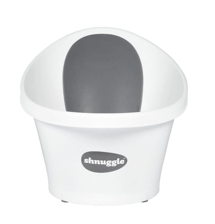 Shnuggle Bath with Plug - White With Grey Backrest