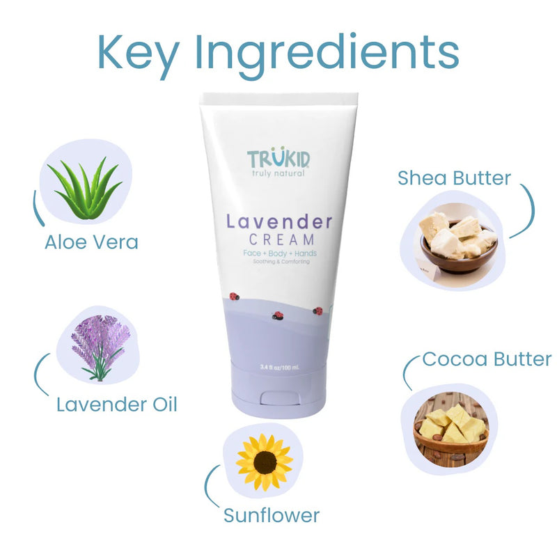 TruKid TruBaby Lavender Face+ Body + Hands Cream, 100 ml Exp-07/26