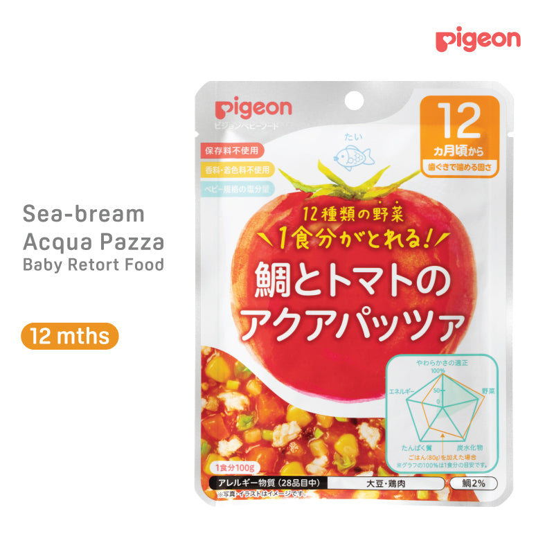 [6-Pack] Pigeon Retort Baby Food Sea Bream Acqua Pazza 100g Exp: 12/24