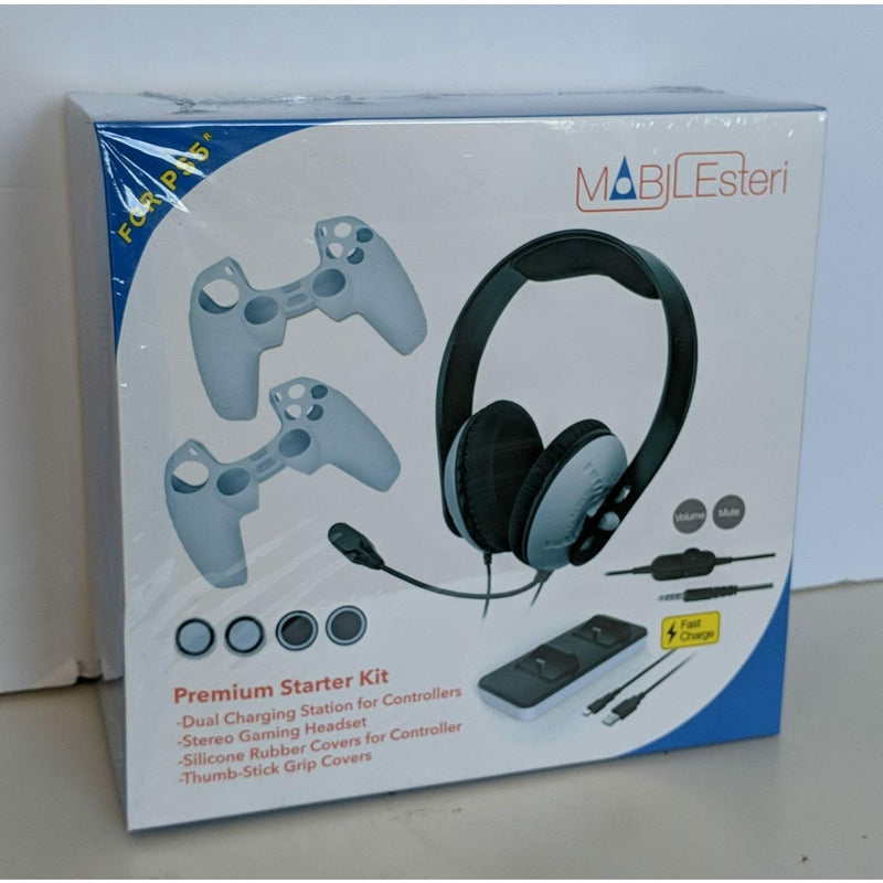Mobilesteri Premium Starter Kit: Dual Charging Station for Controllers, Stereo Gaming Headset, Silicone Rubber Covers