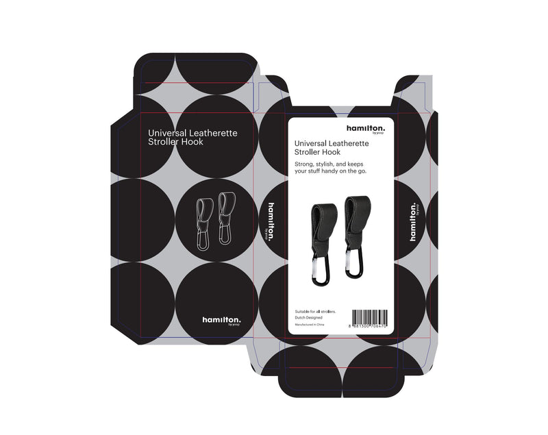 [3 Pack] Hamilton Universal Leatherette Stroller Hook, black