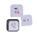 Lassig Snackbox Stainless Steel 3 Pcs Happy Fruits - 2 Colors