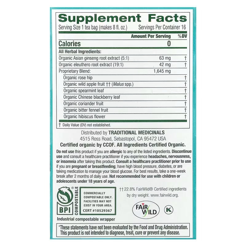 [Bundle Of 4] Traditional Medicinals Stress Ease Focus, 16 bags Exp: 02/28