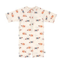 Lassig Short Sleeve Sunsuit - Beach Dog Orange/Dark Sea