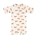 Lassig Short Sleeve Sunsuit - Beach Dog Orange/Dark Sea