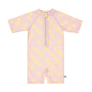 Lassig Short Sleeve Sunsuit - Checkerboard Pale Pink/Yellow
