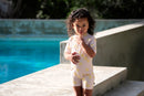 Lassig Short Sleeve Sunsuit - Checkerboard Pale Pink/Yellow