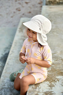 Lassig Short Sleeve Sunsuit - Checkerboard Pale Pink/Yellow