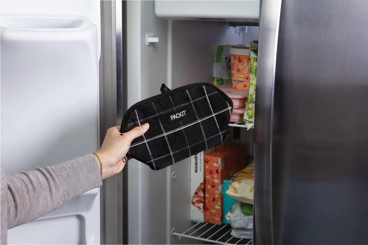 PackIt Freezable Snack Bag - Black Grid