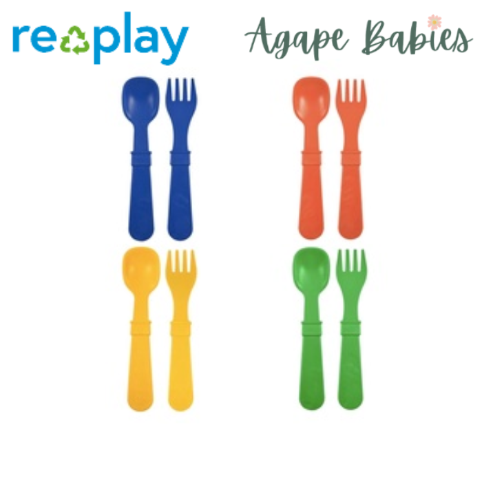 [Made in USA] Re-Play Utensils 4 sets Forks & Spoons - Primary