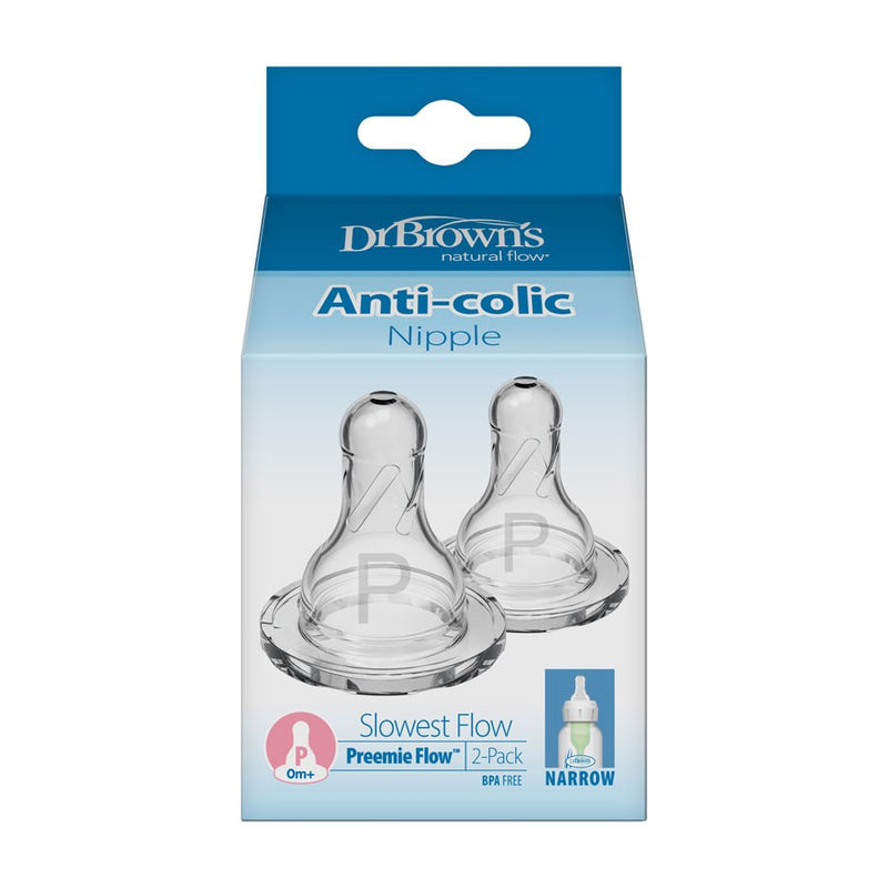 Dr Brown's Preemie Flow Silicon Narrow Neck Nipple 2 Pack  (New)