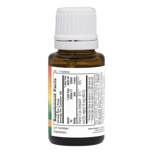 Natures Plus Source of Life Animal Parade Vitamin D3 400 IU Liquid Drops - Orange, 10 ml. Exp: 11/26