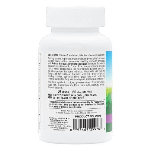 Natures Plus Source of Life Animal Parade Kids Immune Booster - Tropical Berry, 90 tabs. Exp: 04/27