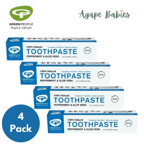 [Bundle Of 4] Green People Organic Peppermint & Aloe Vera Toothpaste, 50 ml. Exp-03/26