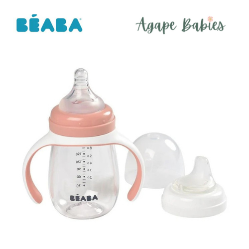 Beaba 2 in 1 Learning Bottle 210ml - Vintage Pink