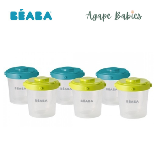 Beaba Portion Clips 200ml (6m+) Pack of 6 - Blue/Neon