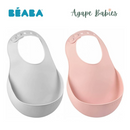 Beaba Set of 2 Silicone Bib -  Old Pink/Light Grey