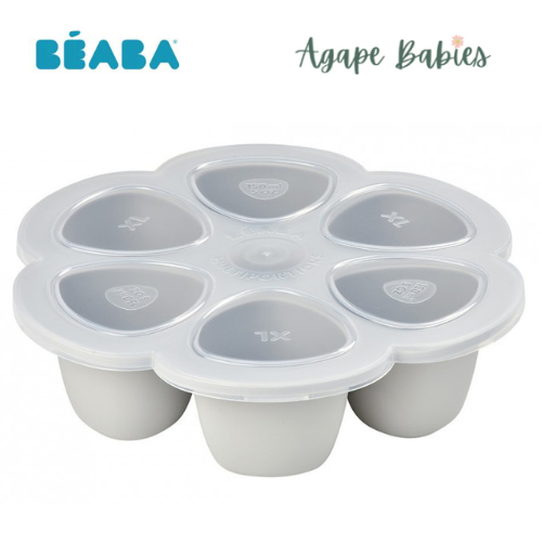 Beaba Silicone Baby Food Portions Tray, 6x150ml Light Grey