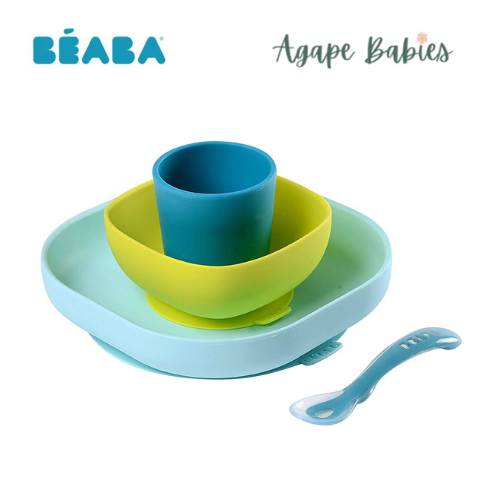 Beaba Silicone Suction Meal Set (4 pcs) - Blue