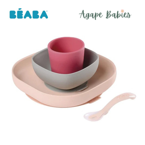 Beaba Silicone Suction Meal Set (4 pcs) - Pink